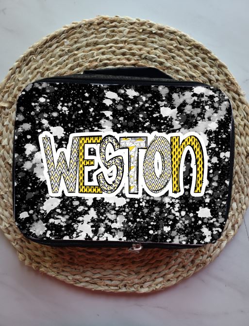 Black and Yellow Personalized Lunch Bag