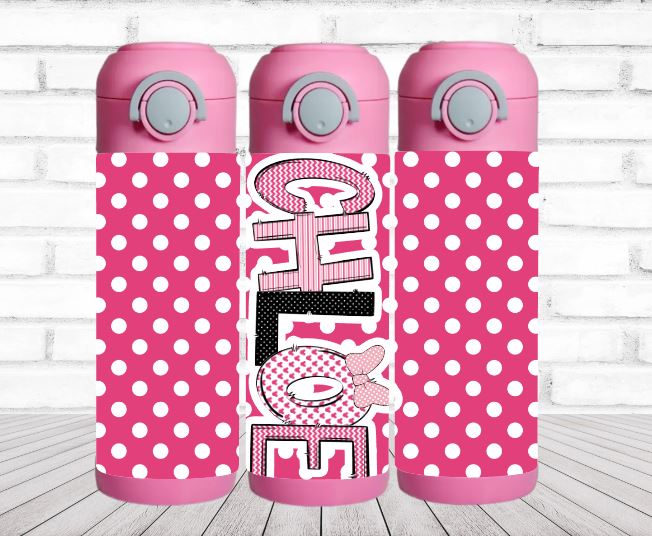 Mouse with Bow Flip Top Water Bottle - Personalized