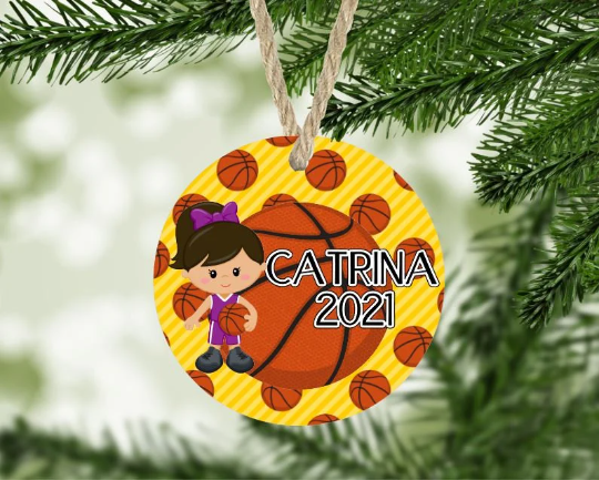 Girl's Basketball Christmas Ornament Personalized