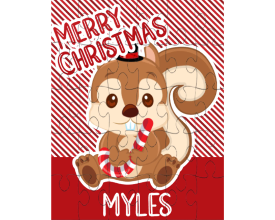 Christmas Squirrel Small Personalized Puzzle