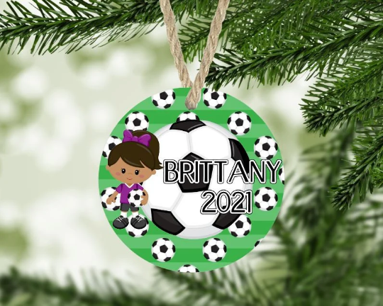 Girl's Soccer Christmas Ornament Personalized