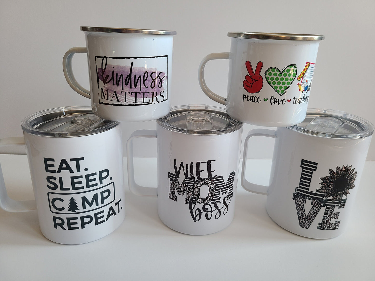 Peace Love Teaching Small Enamel Mug