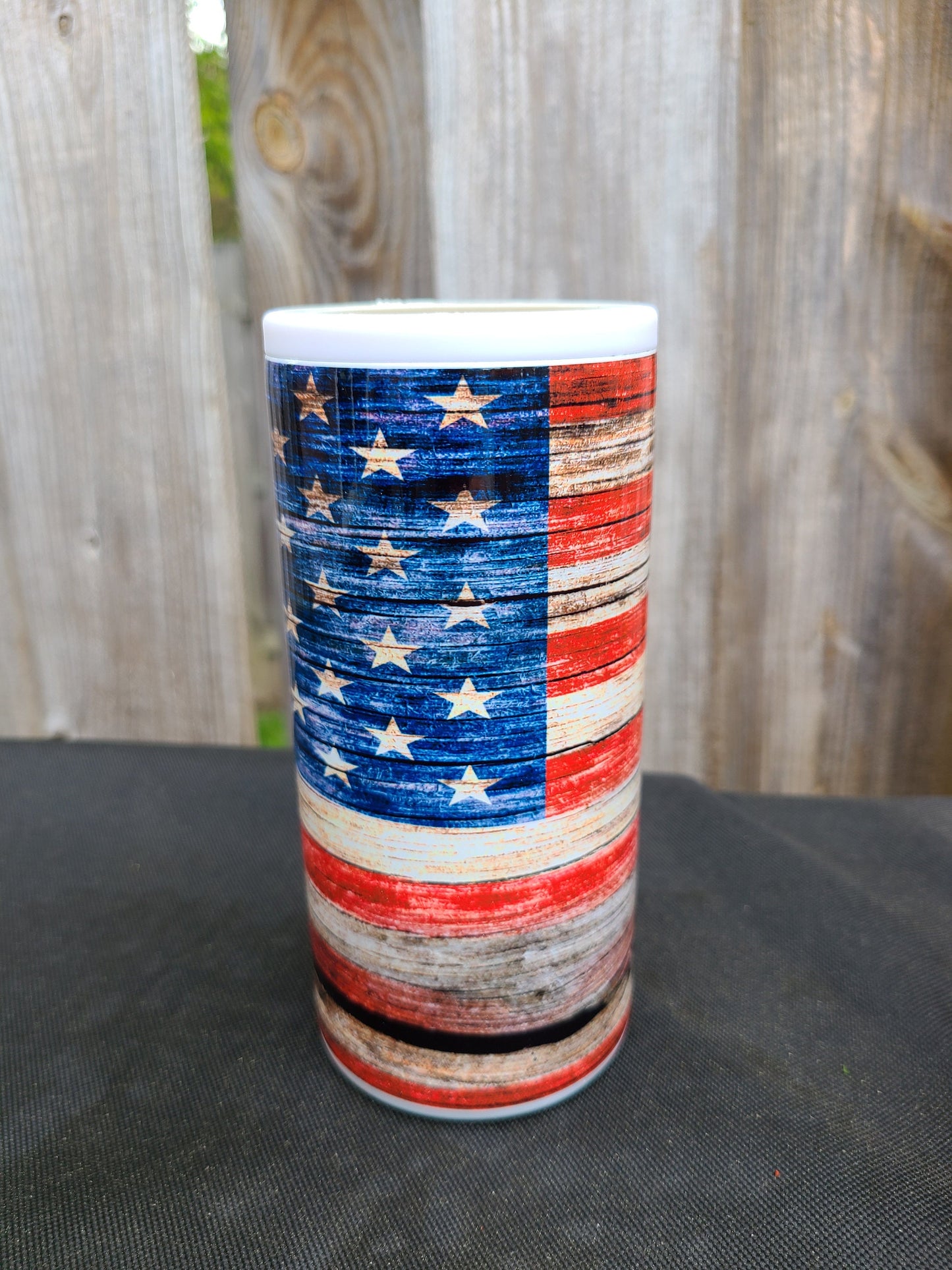American Flag 20 Oz Skinny Tumbler or Skinny Can Cooler