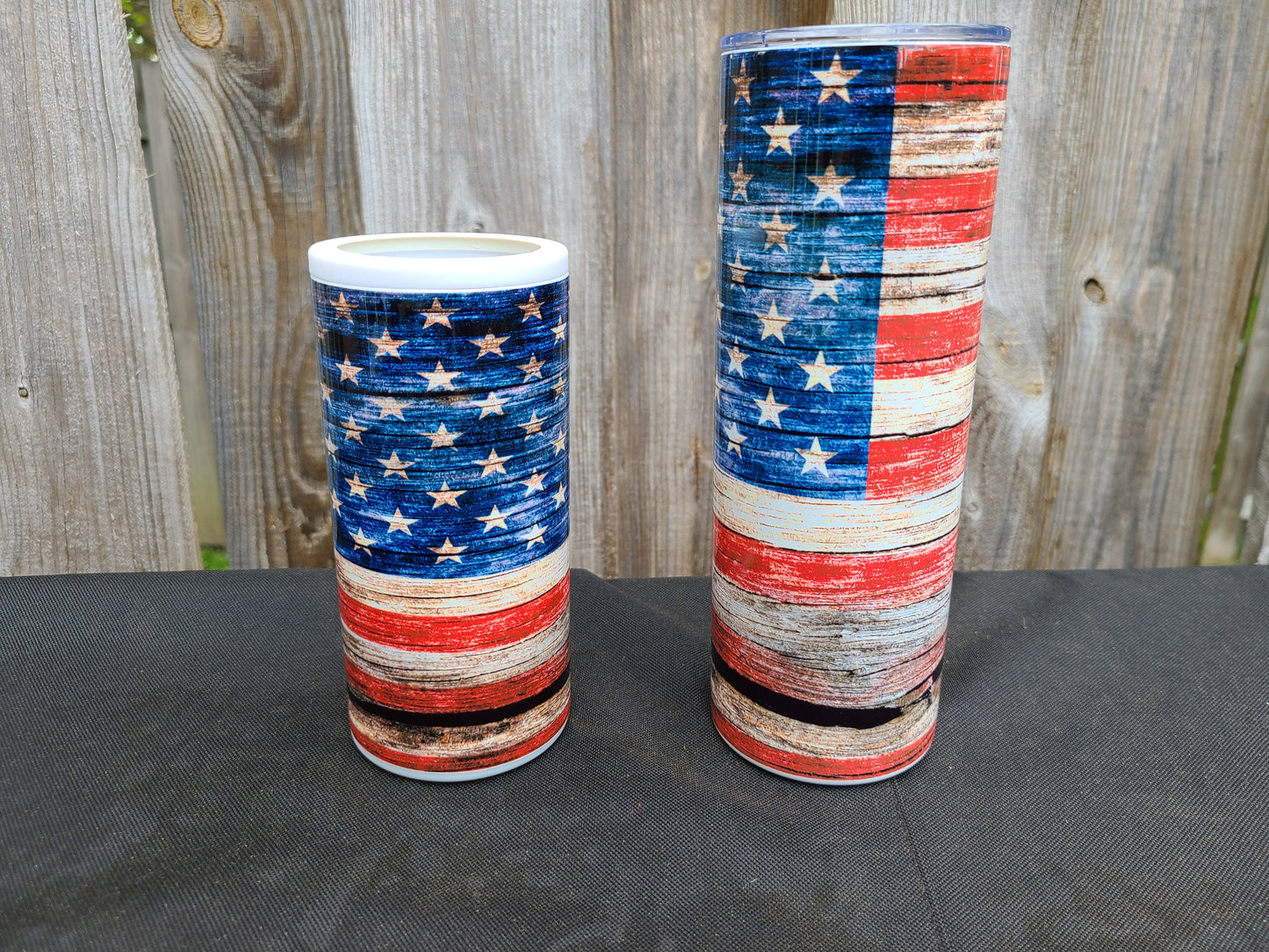 American Flag 20 Oz Skinny Tumbler or Skinny Can Cooler
