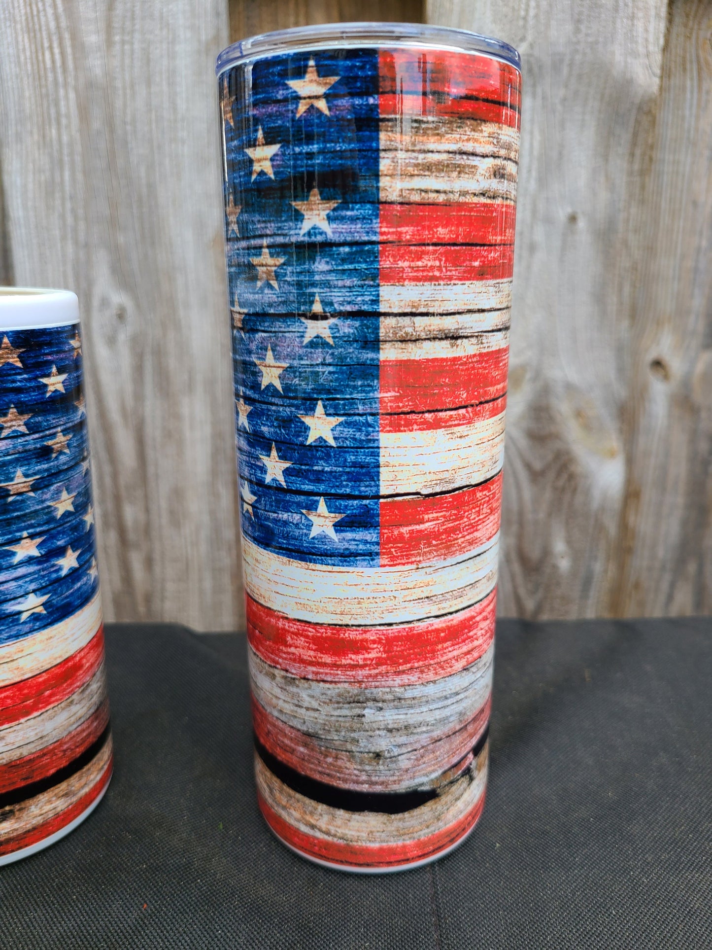 American Flag 20 Oz Skinny Tumbler or Skinny Can Cooler