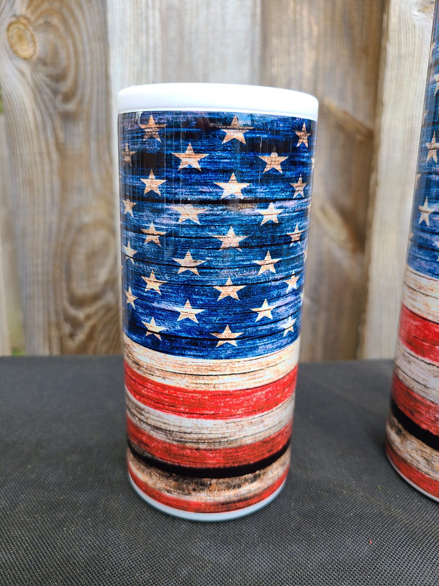 American Flag 20 Oz Skinny Tumbler or Skinny Can Cooler