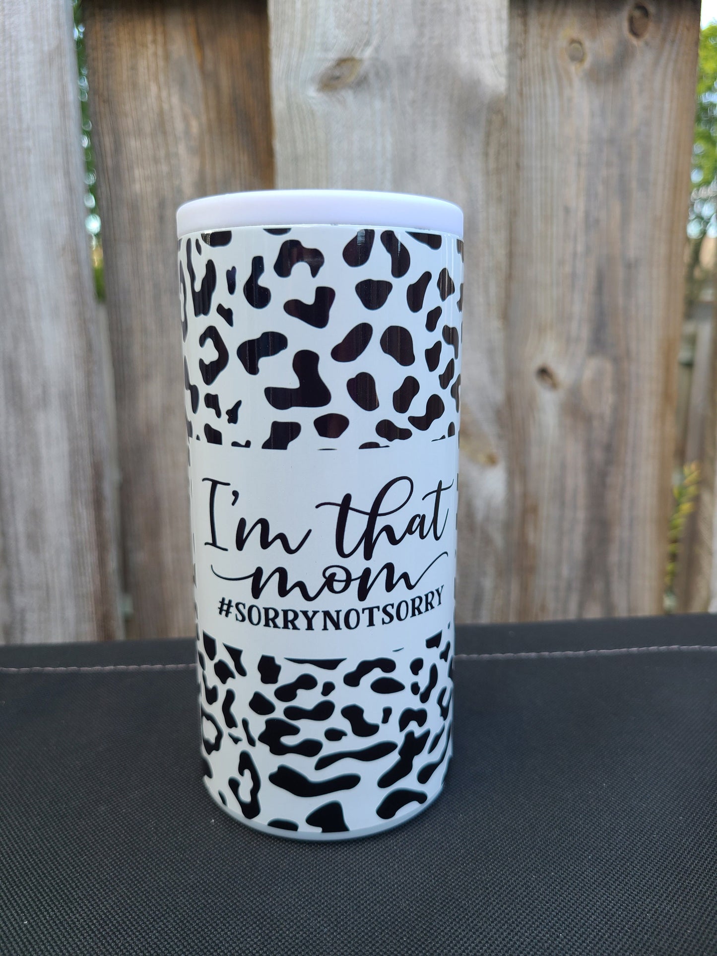 I'm That Mom Leopard Print Skinny Can Cooler