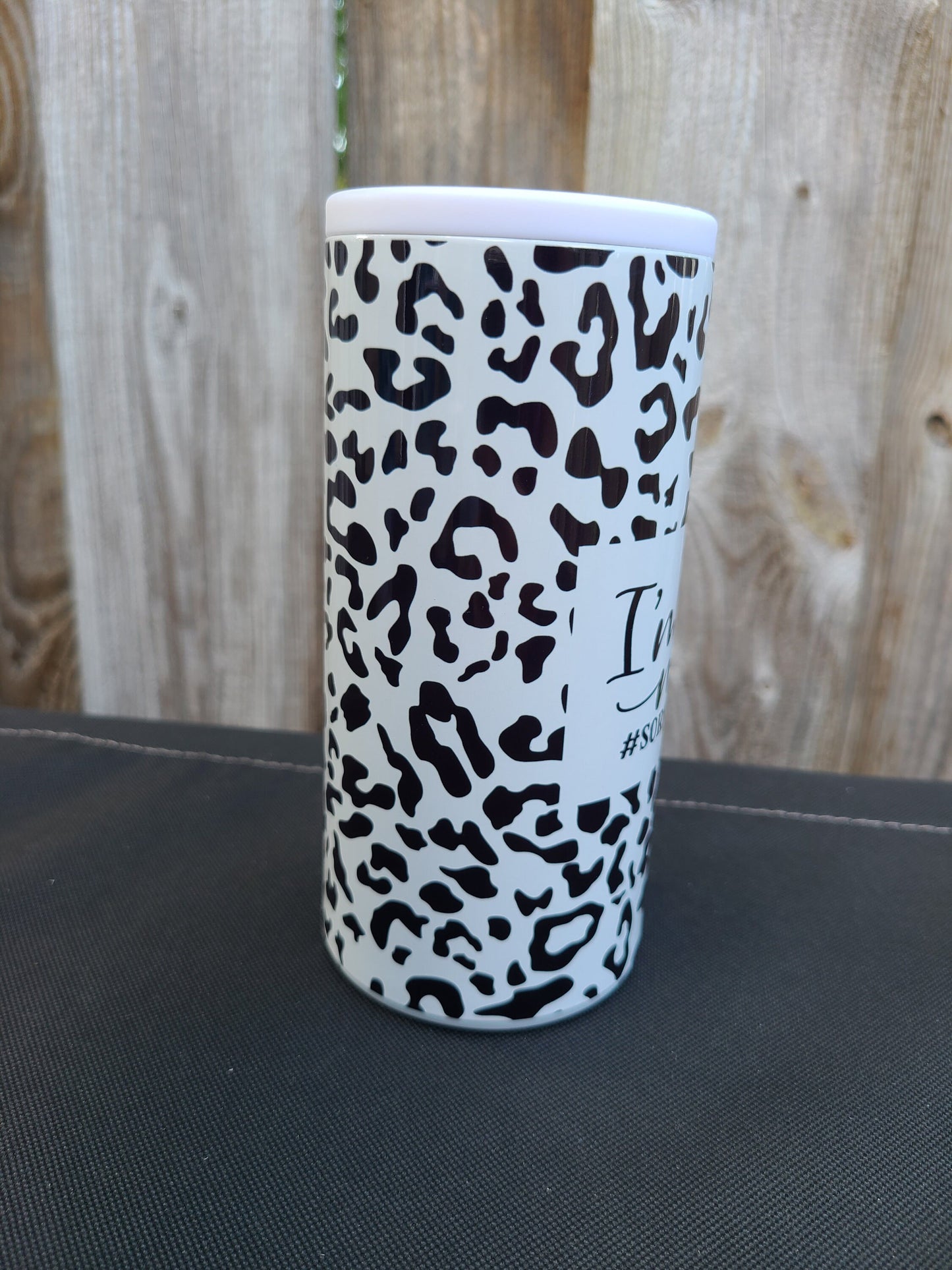 I'm That Mom Leopard Print Skinny Can Cooler