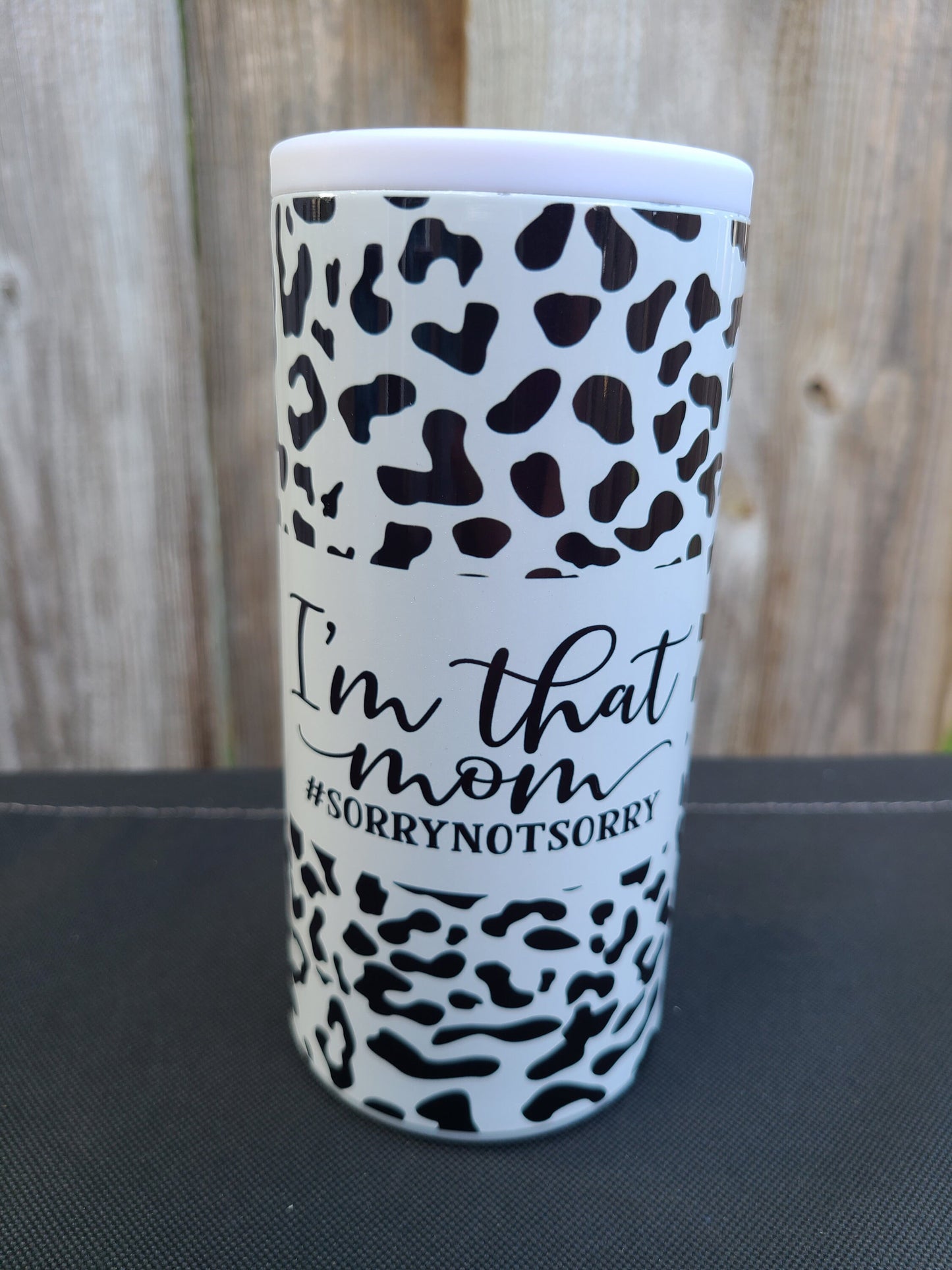 I'm That Mom Leopard Print Skinny Can Cooler