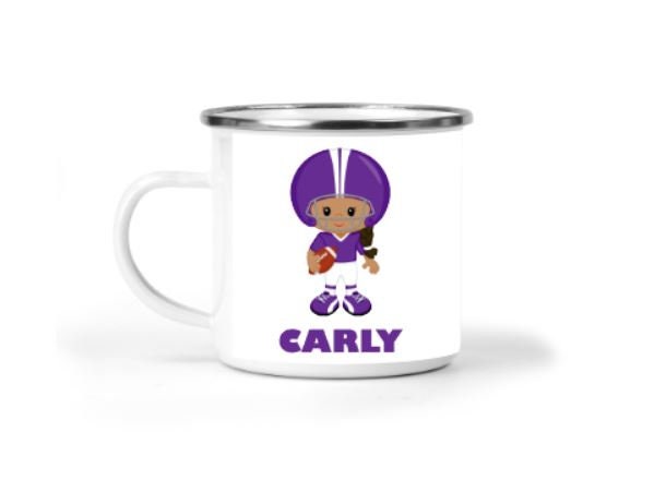 Football Girls Personalized Small Enamel Mug