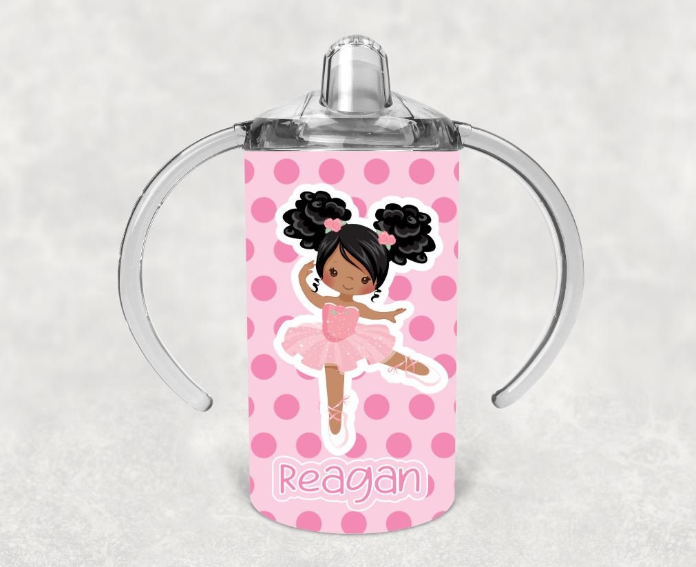 Ballerina Girl Sippy Cup with Bonus Lid - Personalized
