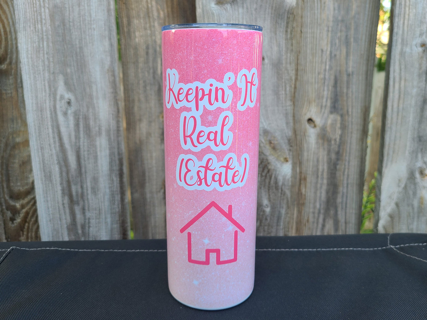 Real Estate Agent Pink Faux Glitter 20 oz Skinny Tumbler