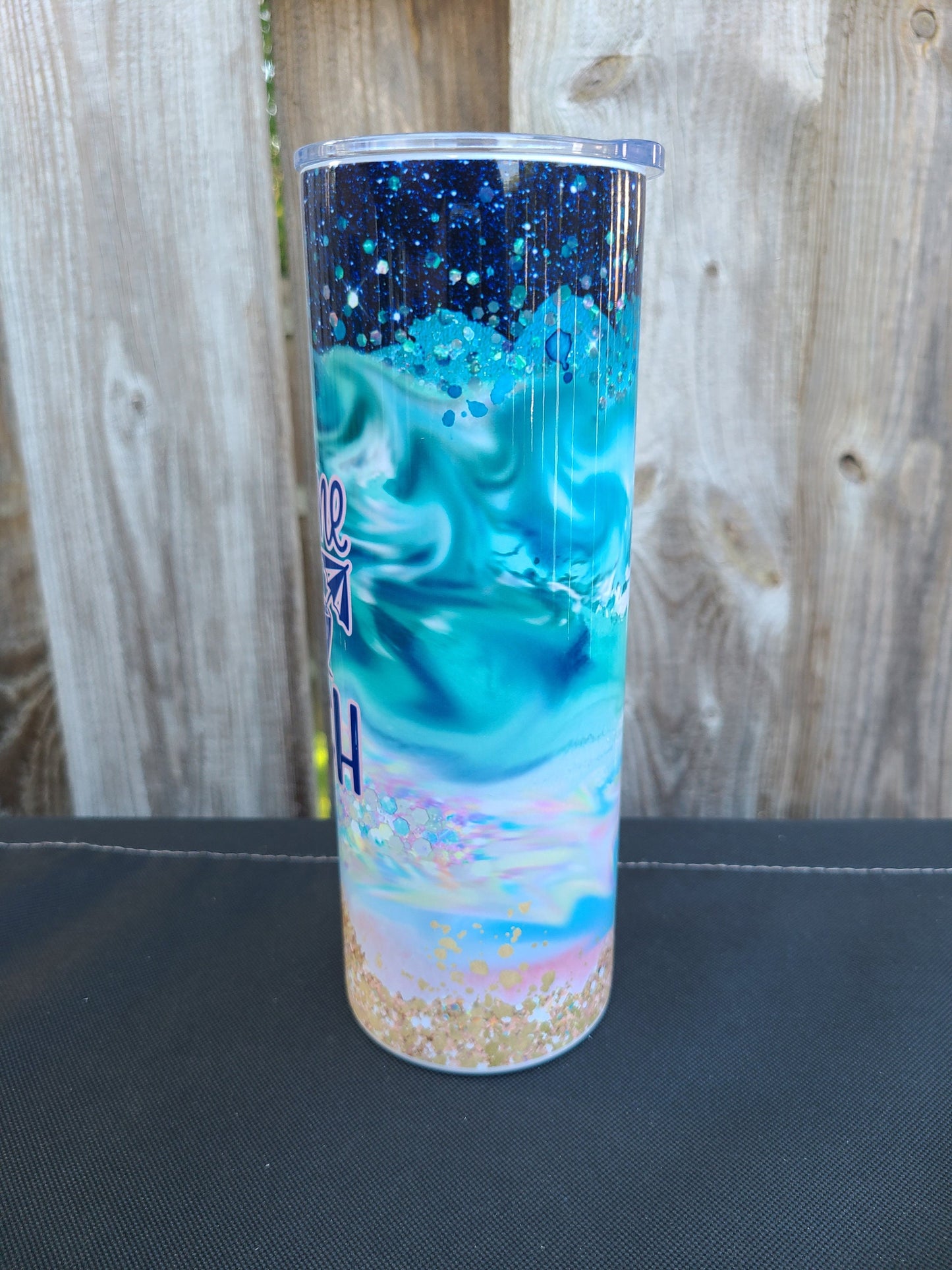 Take Me To the Beach 20 oz Skinny Tumbler - FAUX Glitter