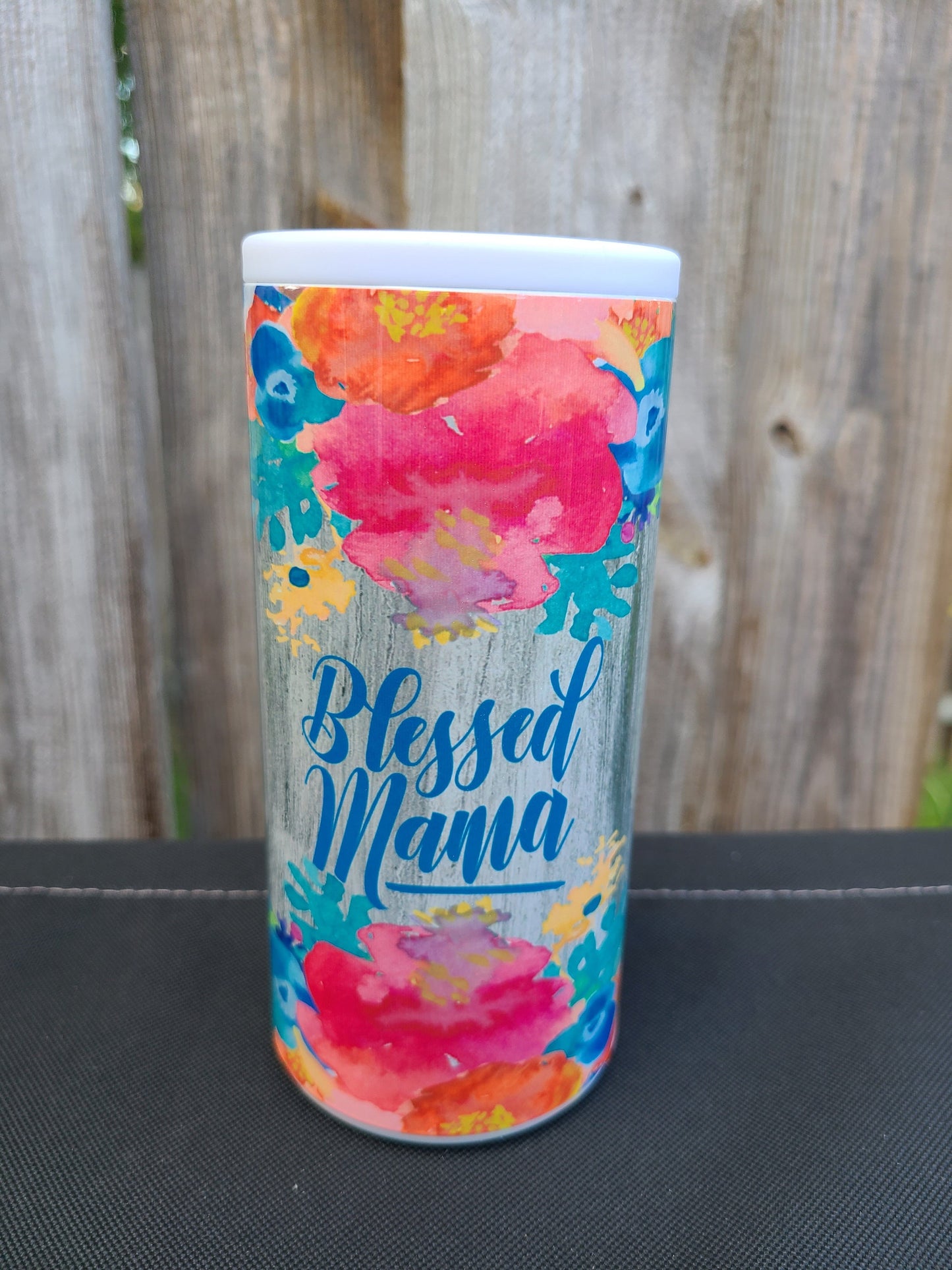 Blessed Mama Floral Skinny Can Cooler