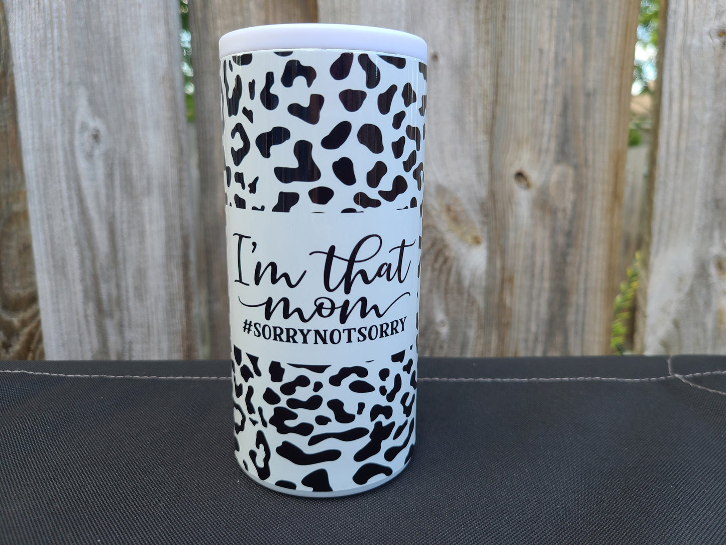 I'm That Mom Leopard Print Skinny Can Cooler