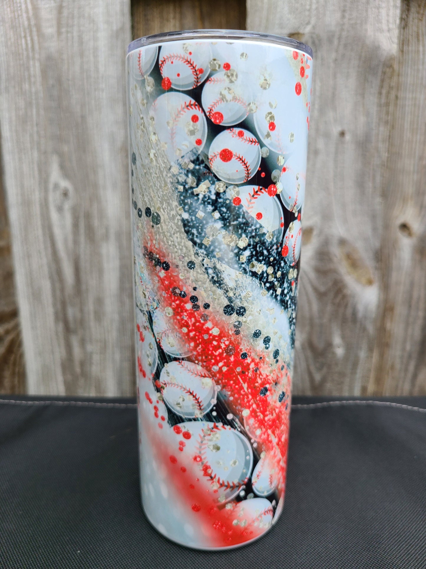 Baseball Faux Glitter Swirl 20 oz Tumbler