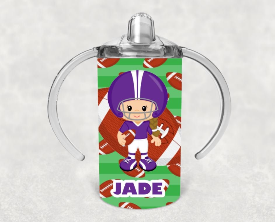 Football Girl Personalized Sippy Cup with Bonus Lid
