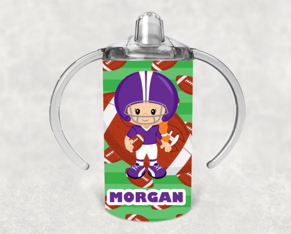 Football Girl Personalized Sippy Cup with Bonus Lid