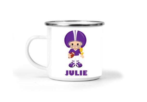Football Girls Personalized Small Enamel Mug