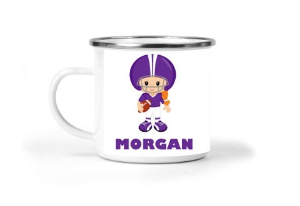 Football Girls Personalized Small Enamel Mug