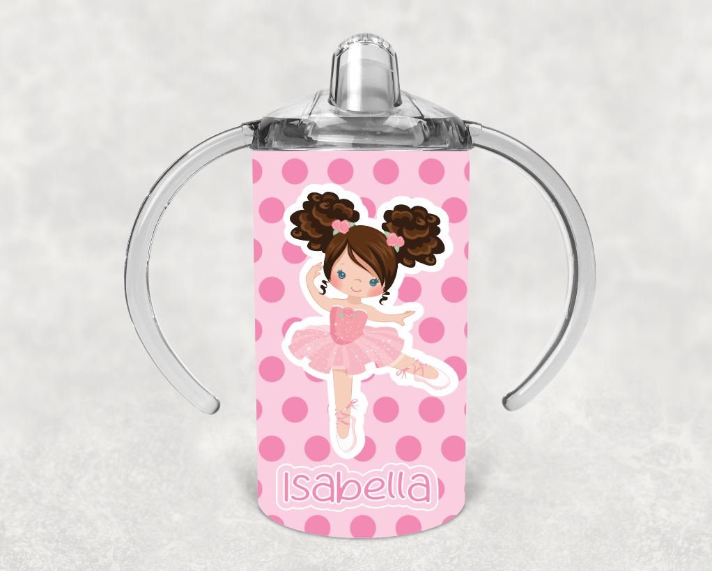 Ballerina Girl Sippy Cup with Bonus Lid - Personalized