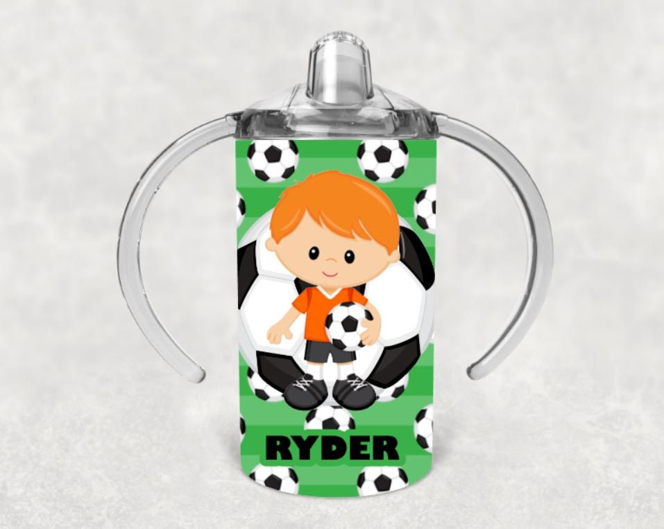 Soccer Boy Sippy Cup with Bonus Lid Personalized