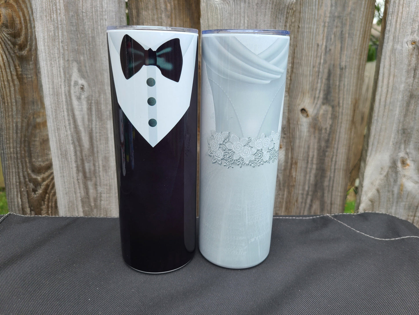 Bride and Groom Tumbler Set - 20 oz Skinny Tumblers
