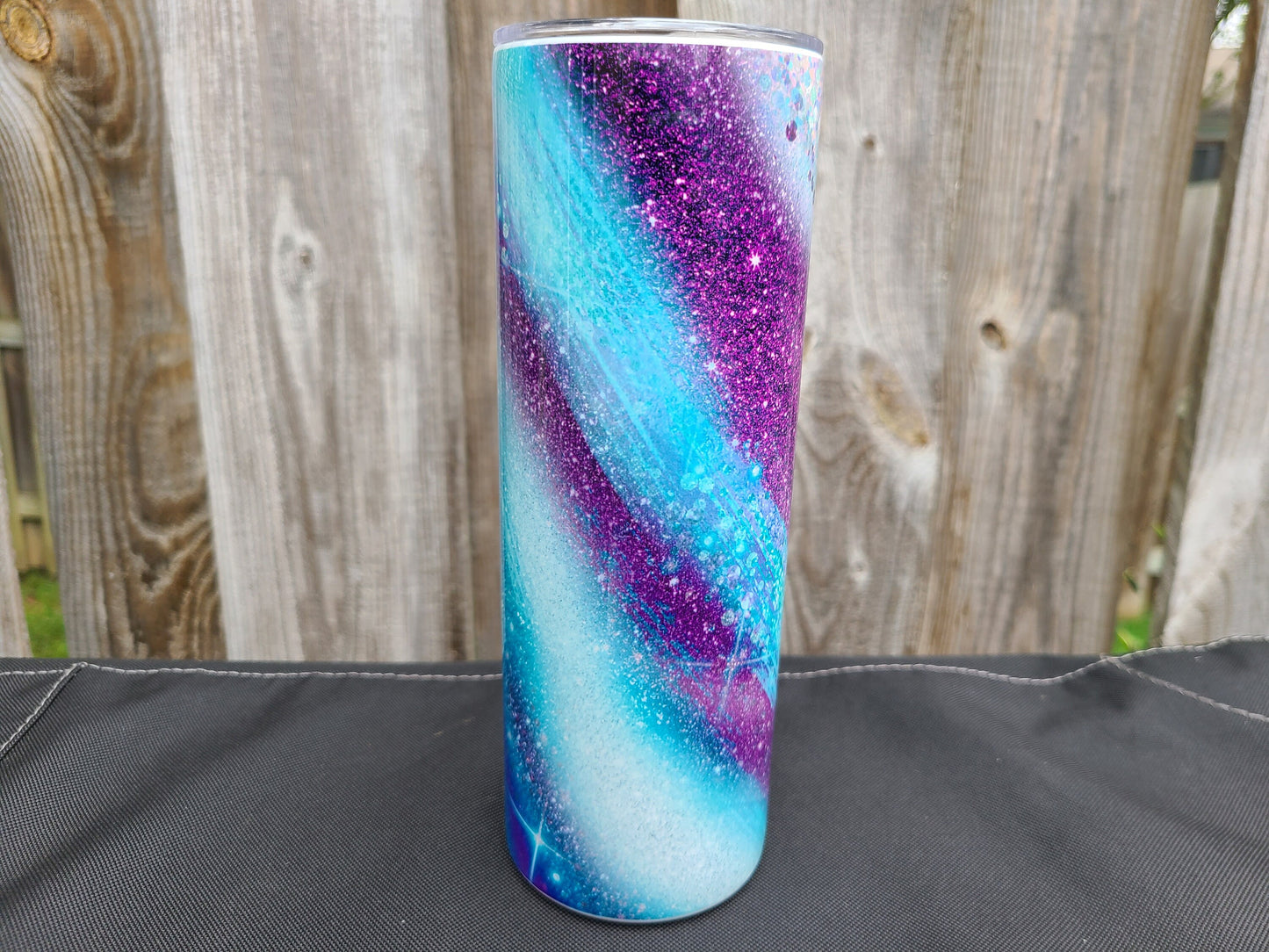 Purple and Blue Swirl 20 oz Skinny Tumbler - FAUX Glitter