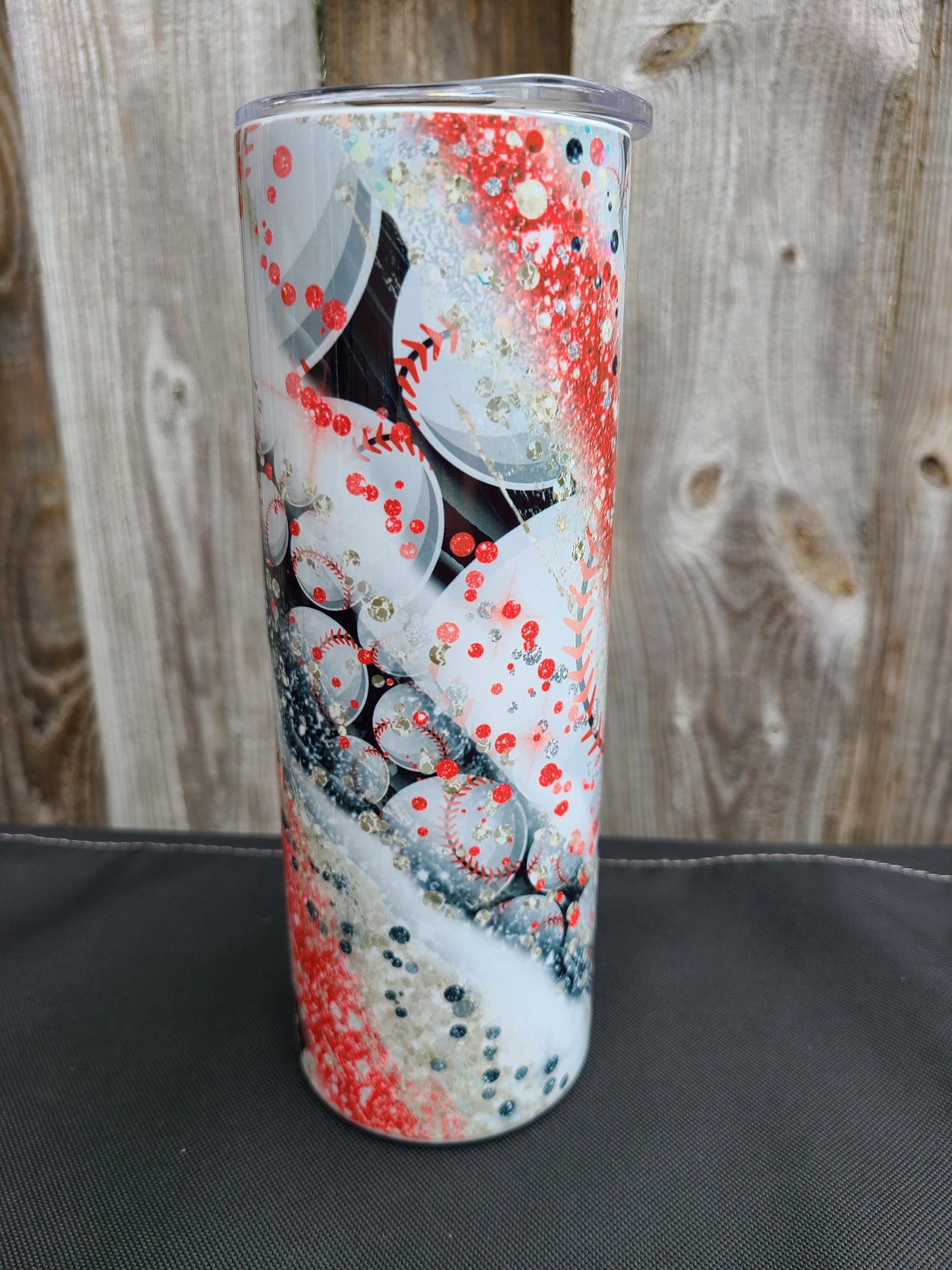 Baseball Faux Glitter Swirl 20 oz Tumbler