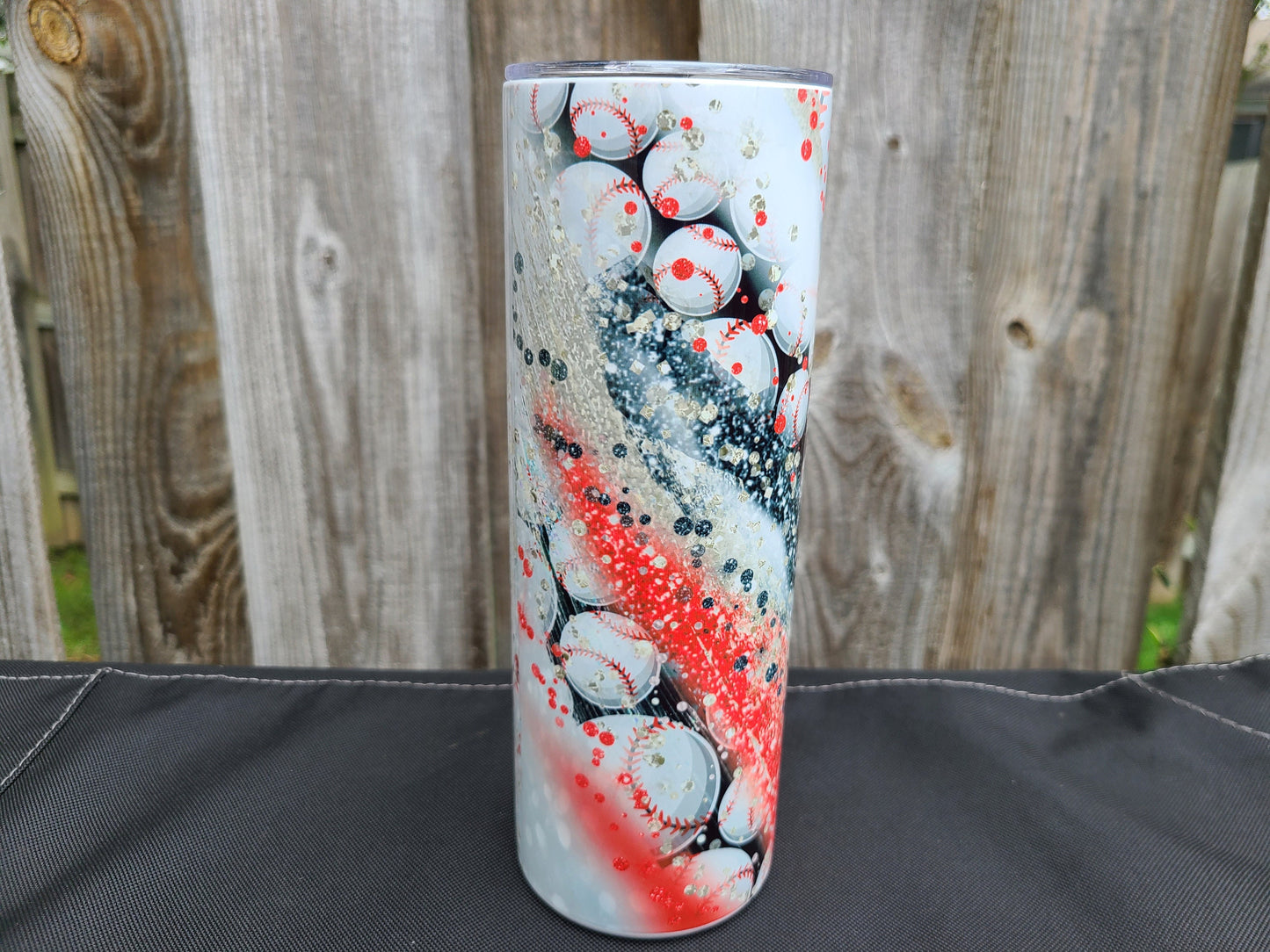 Baseball Faux Glitter Swirl 20 oz Tumbler