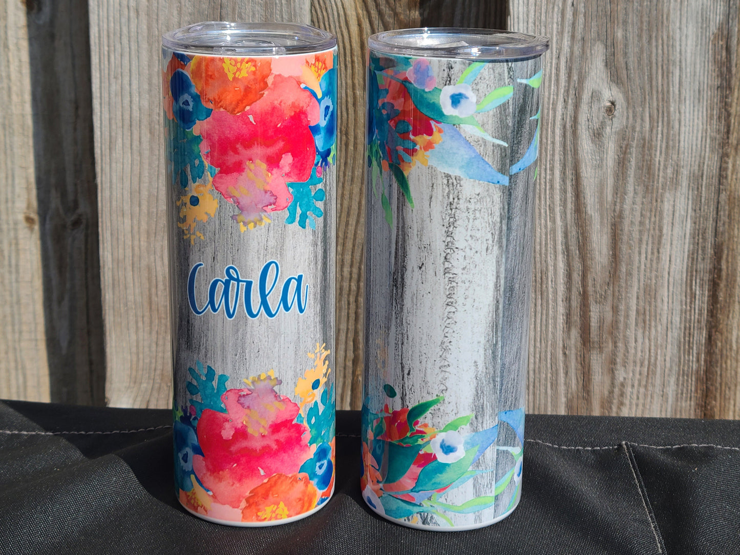 Floral Personalized Skinny Tumbler