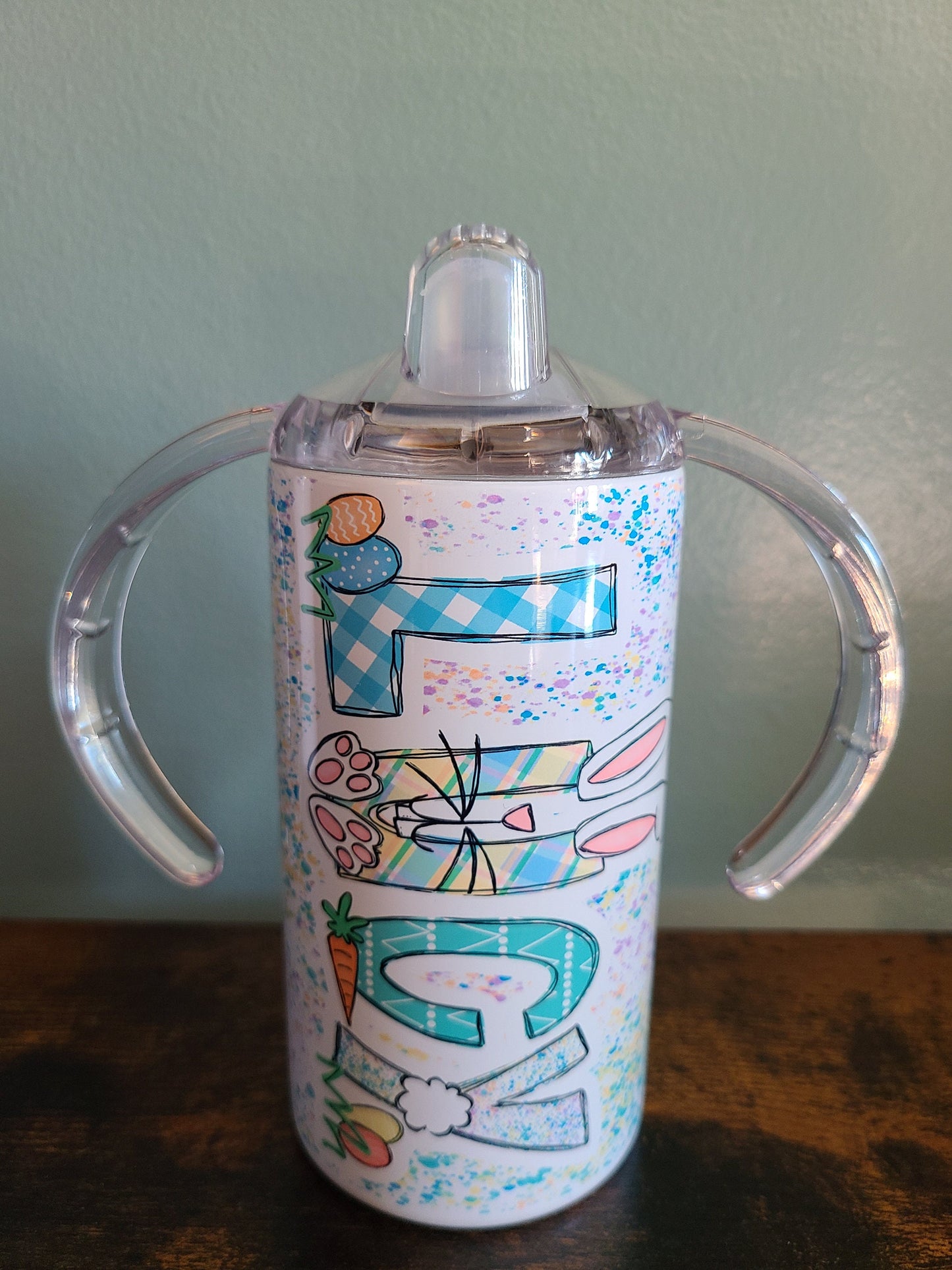 Easter Personalized Sippy Cup Tumbler - 12 oz Sippy Cup with Two Lids