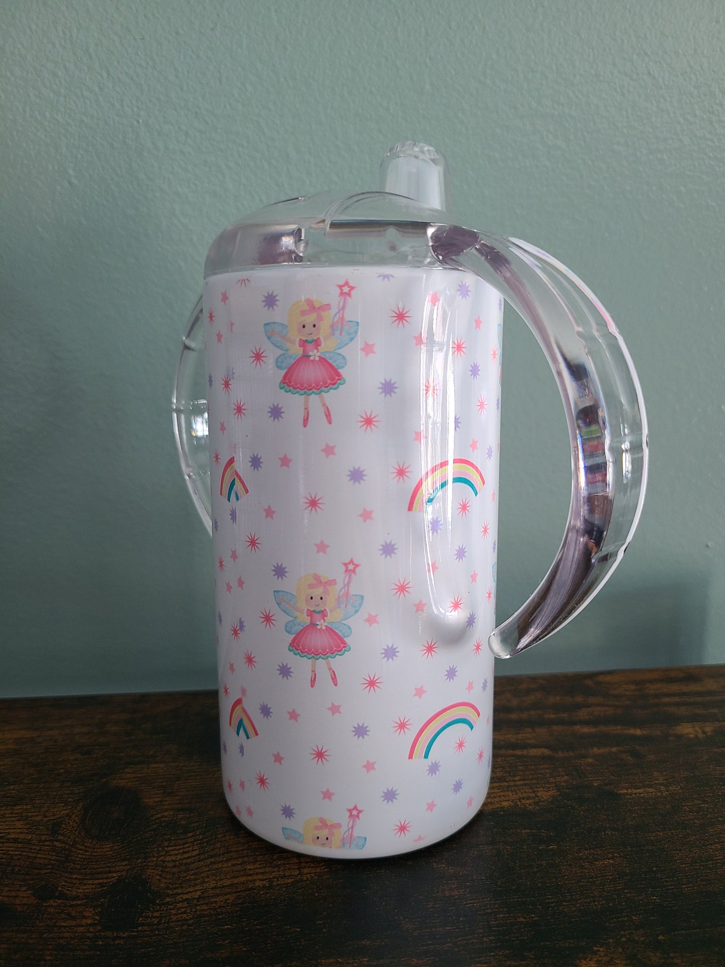 Personalized Fairy Theme Sippy Cup - 12 oz Tumbler with Two Lids!