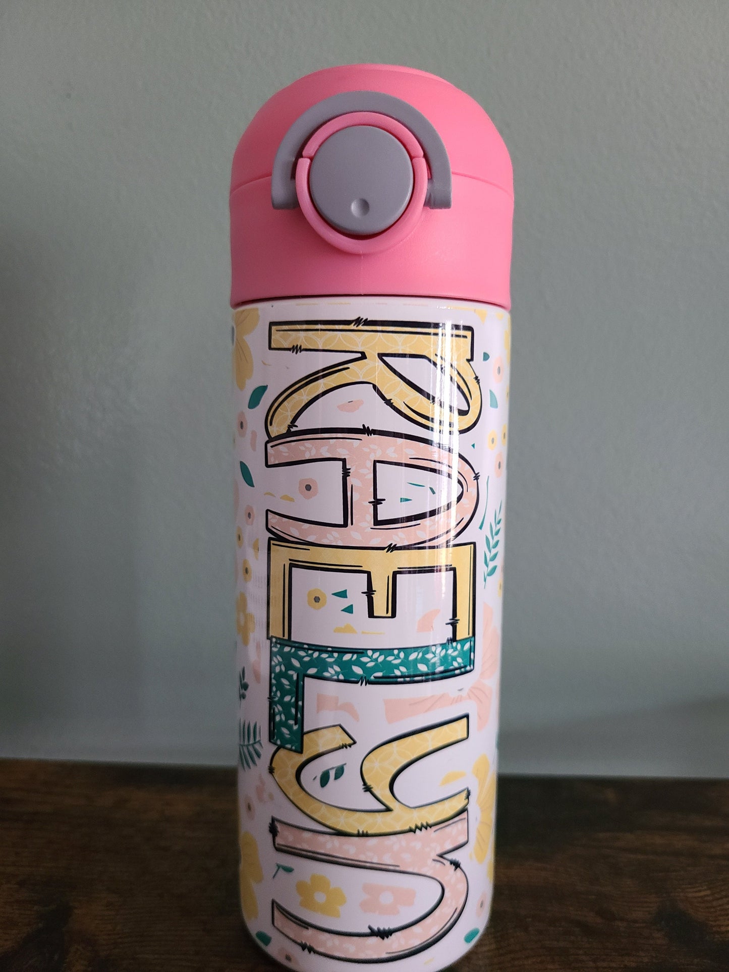 Blush Floral Flip Top Water Bottle - Personalized