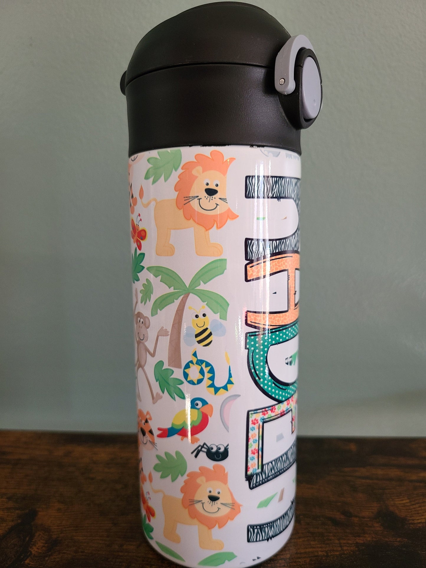 Jungle Animal Flip Top Water Bottle - Personalized
