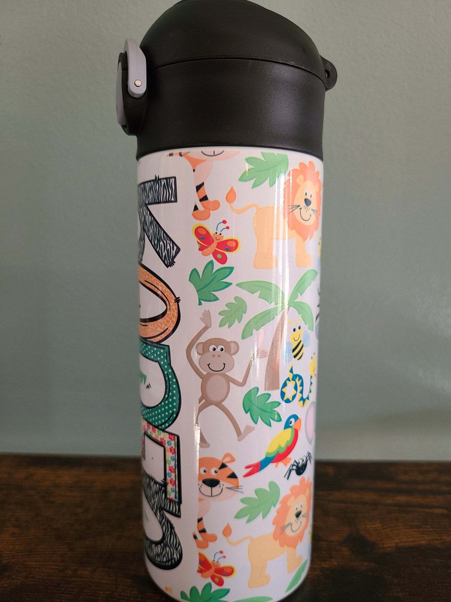 Jungle Animal Flip Top Water Bottle - Personalized