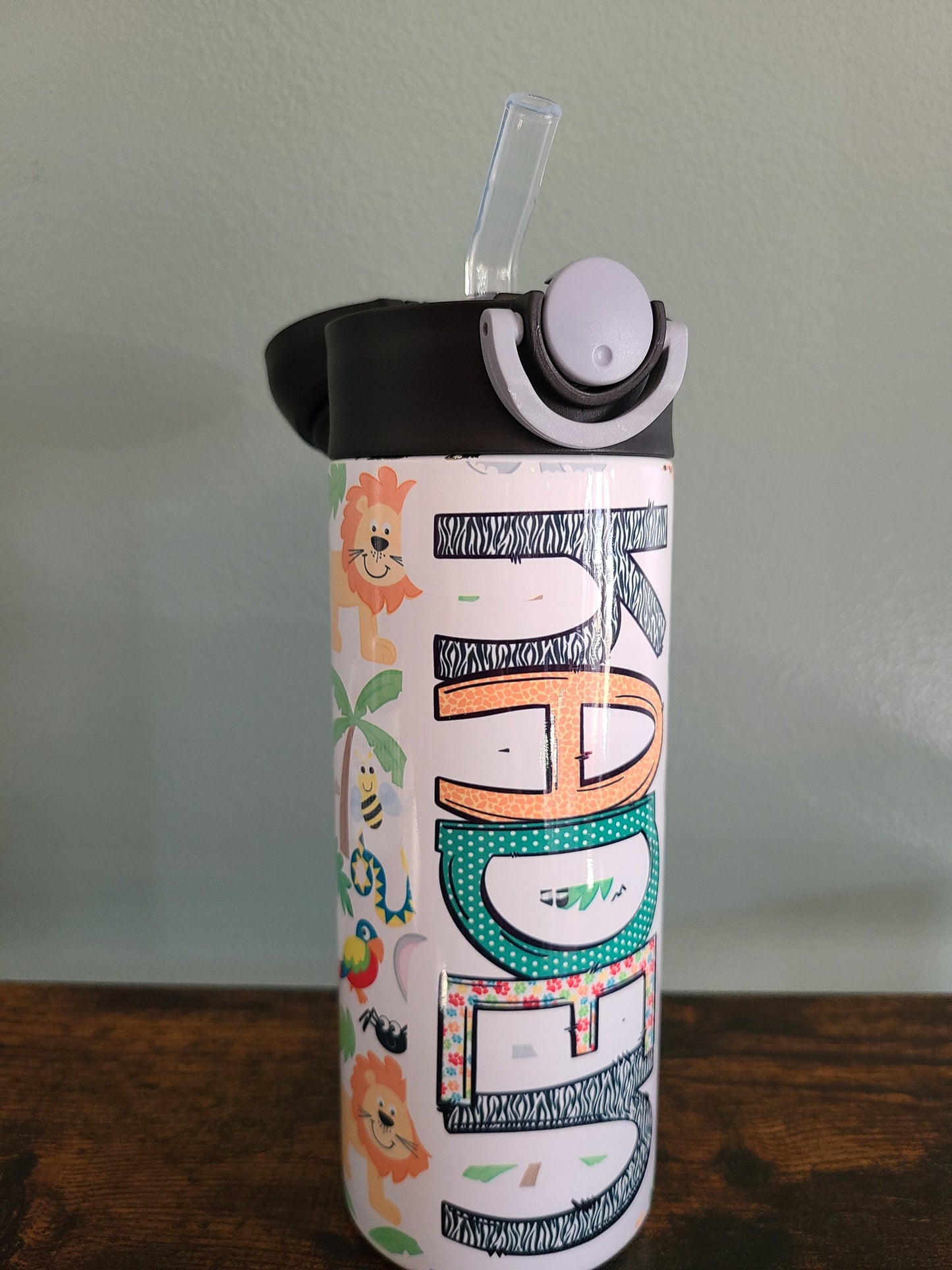 Jungle Animal Flip Top Water Bottle - Personalized