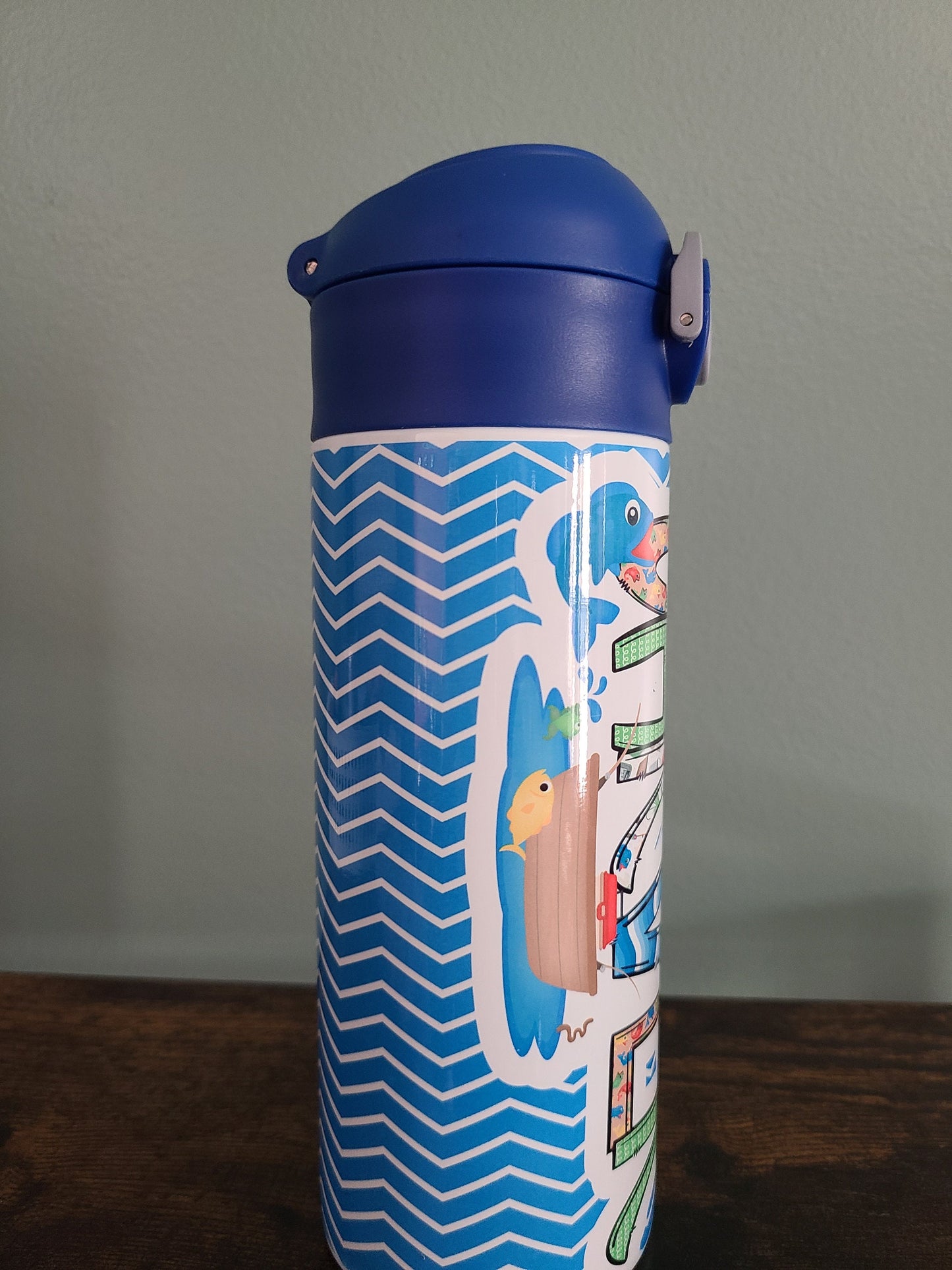 Fishing Themed Flip Top Water Bottle - Personalized