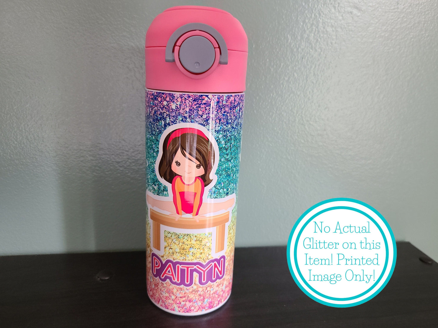 Gymnastics Flip Top Water Bottle - Personalized
