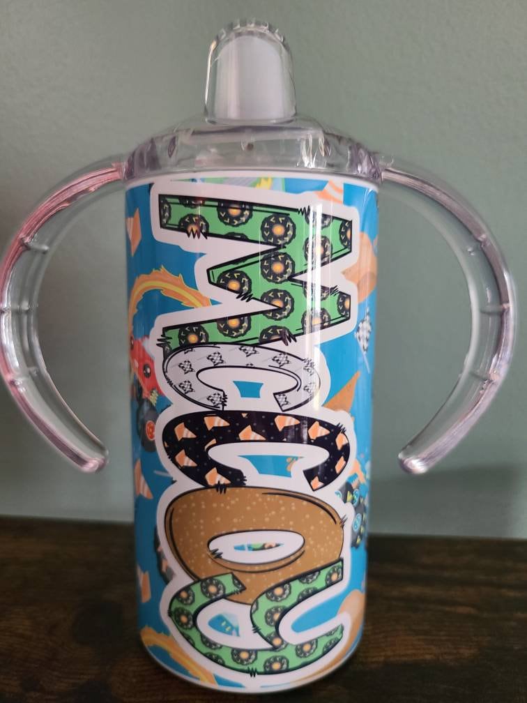 Personalized Monster Truck Sippy Cup with Bonus Lid