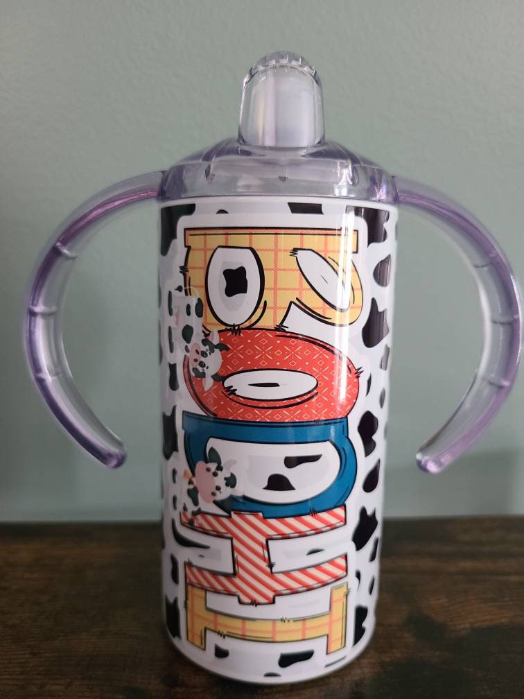 Cow Print Personalized Sippy Cup with Bonus Lid