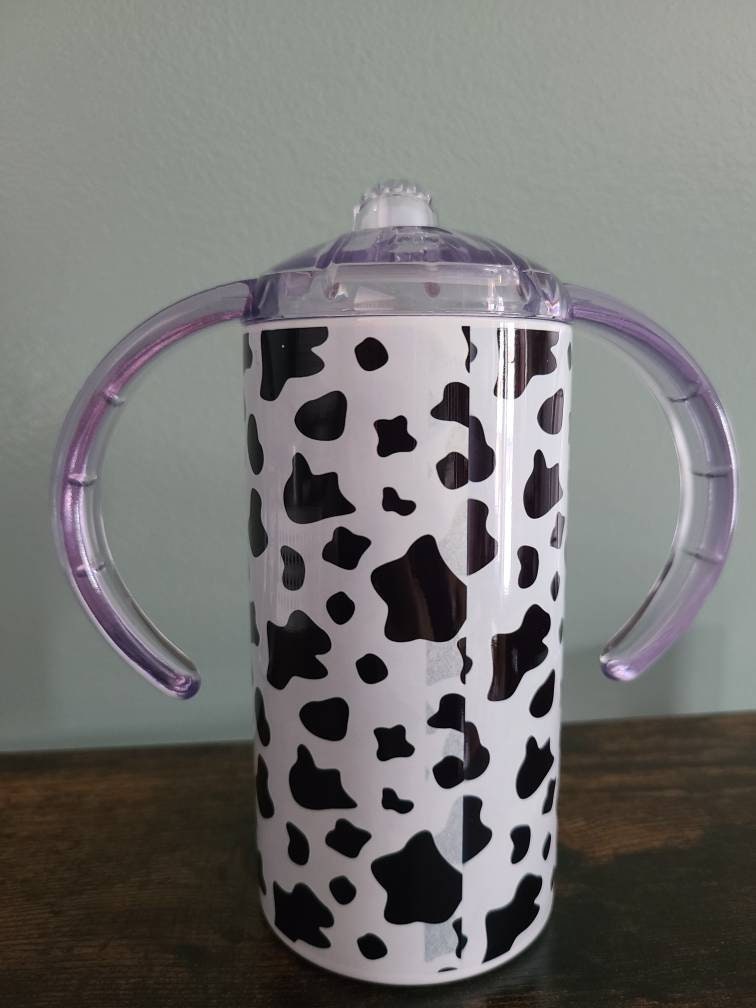 Cow Print Personalized Sippy Cup with Bonus Lid