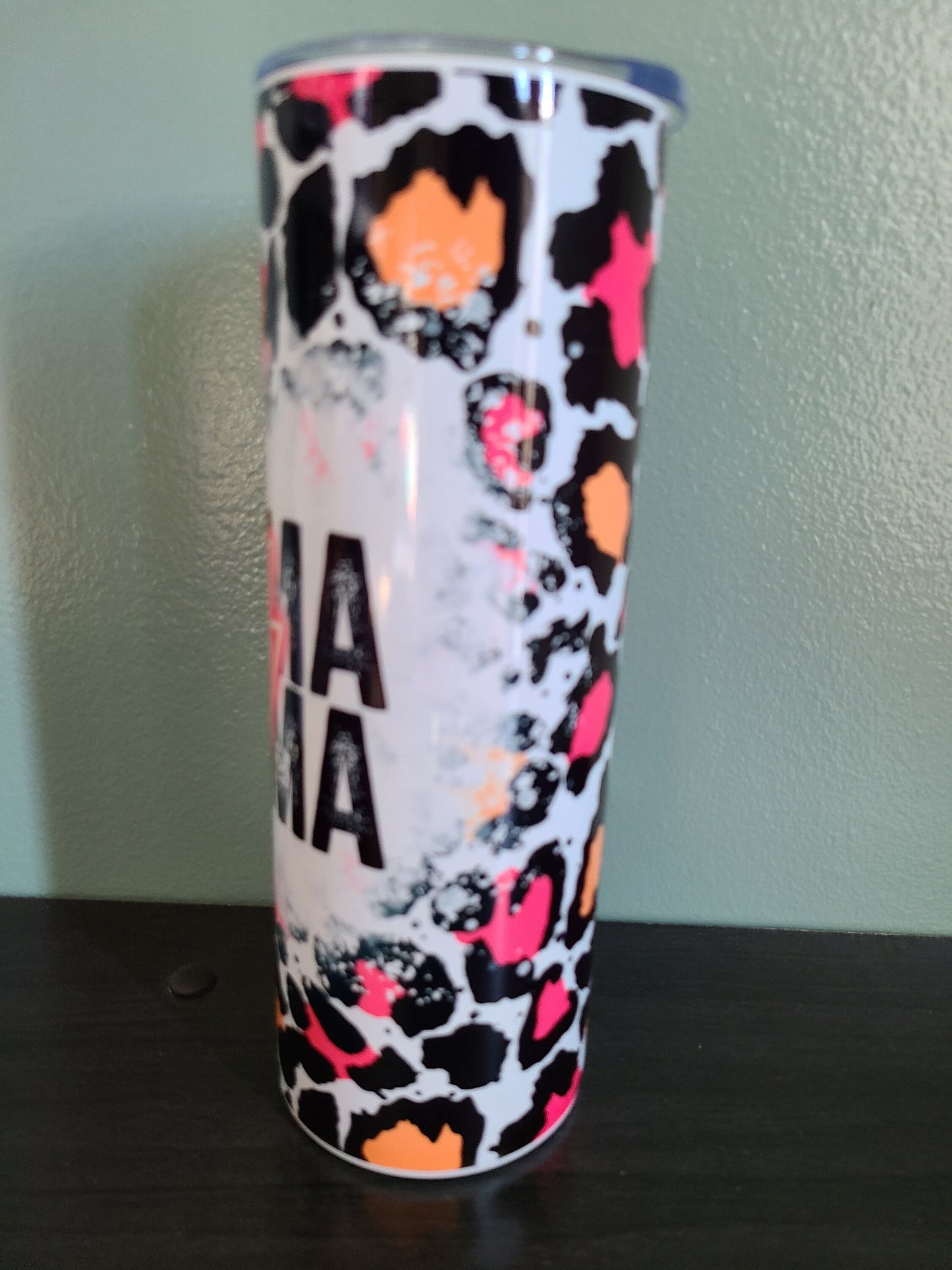 Mama Leopard Print Skinny Tumbler