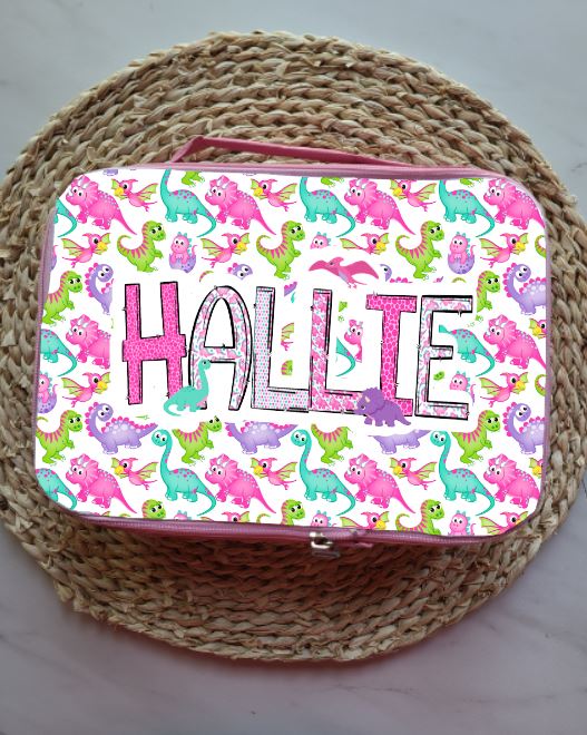 Pink Dinosaurs Personalized Lunch Bag