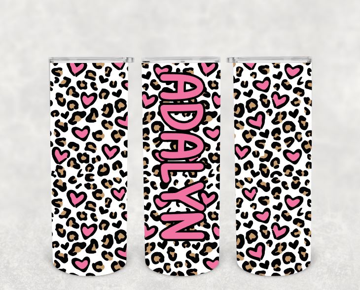 Heart Leopard Print 20 oz Tumbler