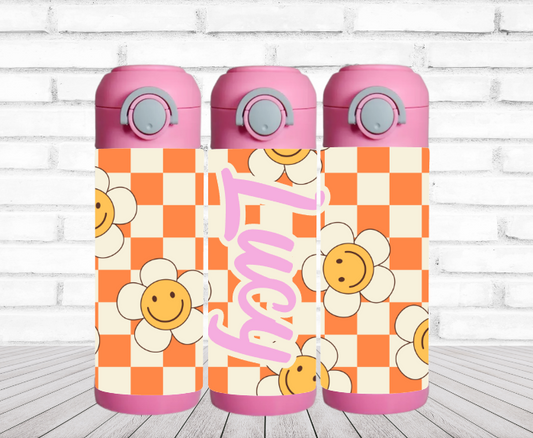 Smiling Daisies Flip Top Water Bottle - Personalized