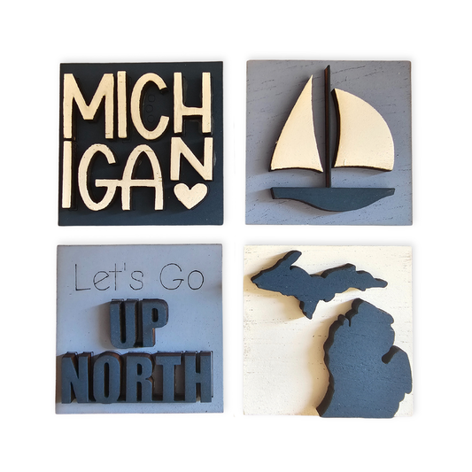 Michigan Themed Interchangeable Tile Set - Set of 4