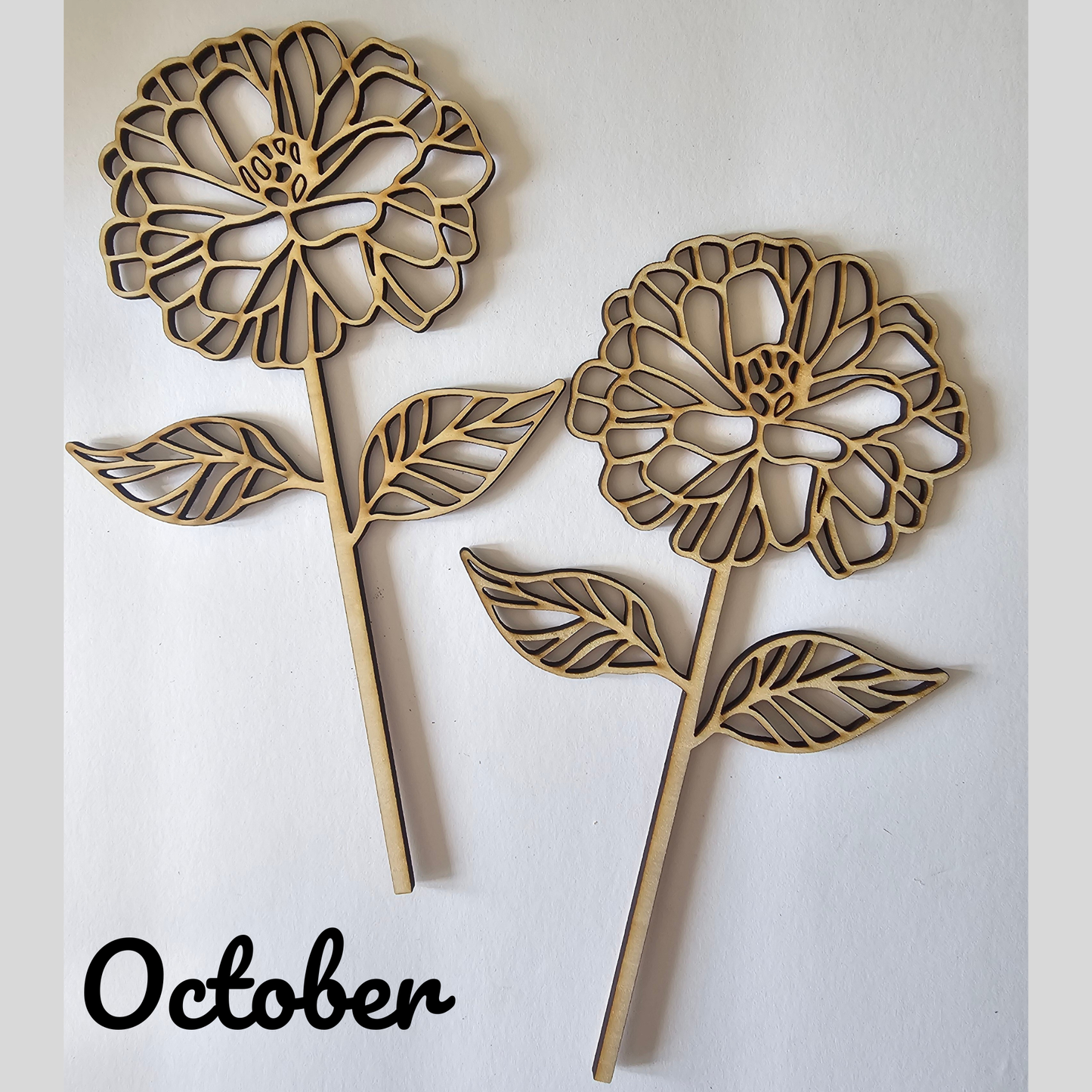 Wood Flowers - Birth Month Flowers (Sold Individually)