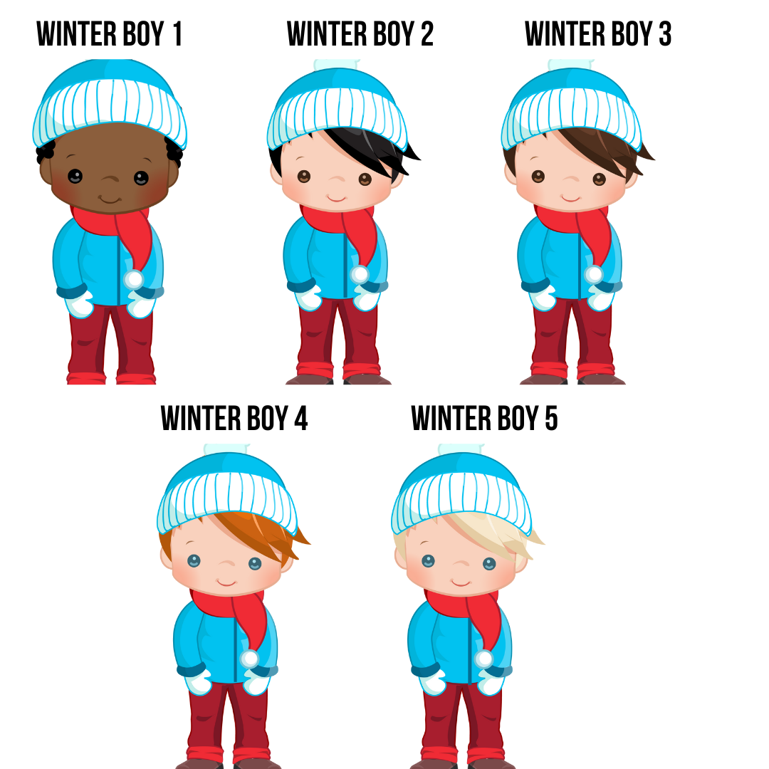 Winter Boy Cut Out Ornament Personalized