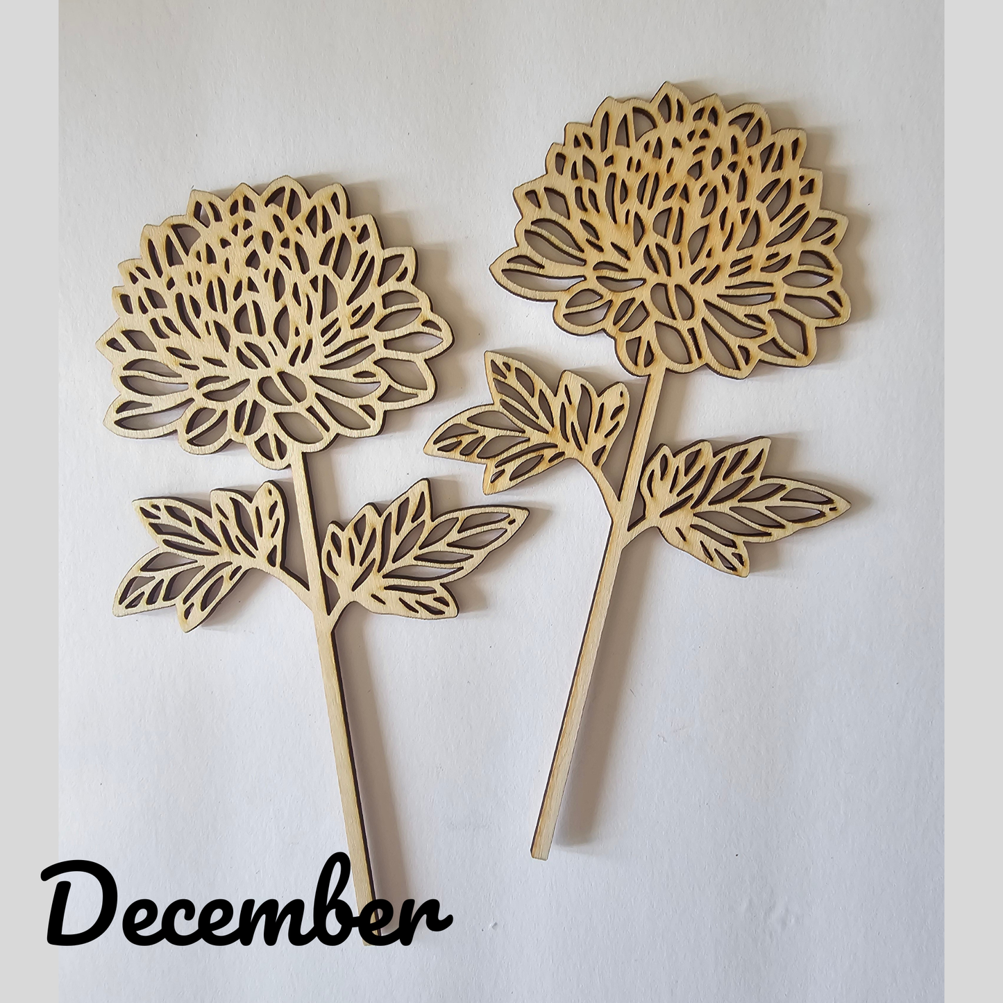 Wood Flowers - Birth Month Flowers (Sold Individually)